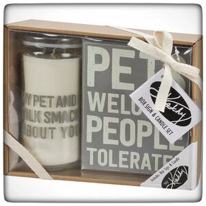 By Kathy Pet Box Sign & Candle Set For Pet Lover